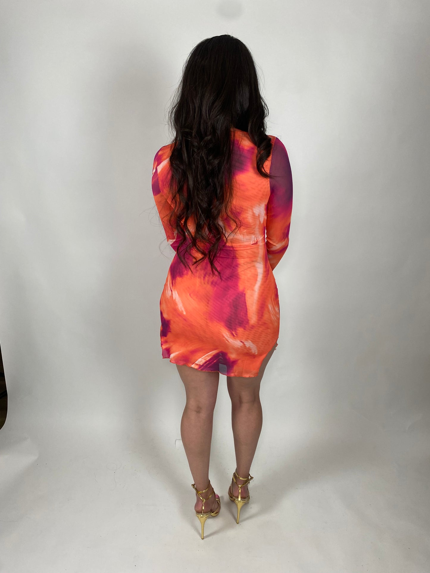 Cancun sunset mesh dress