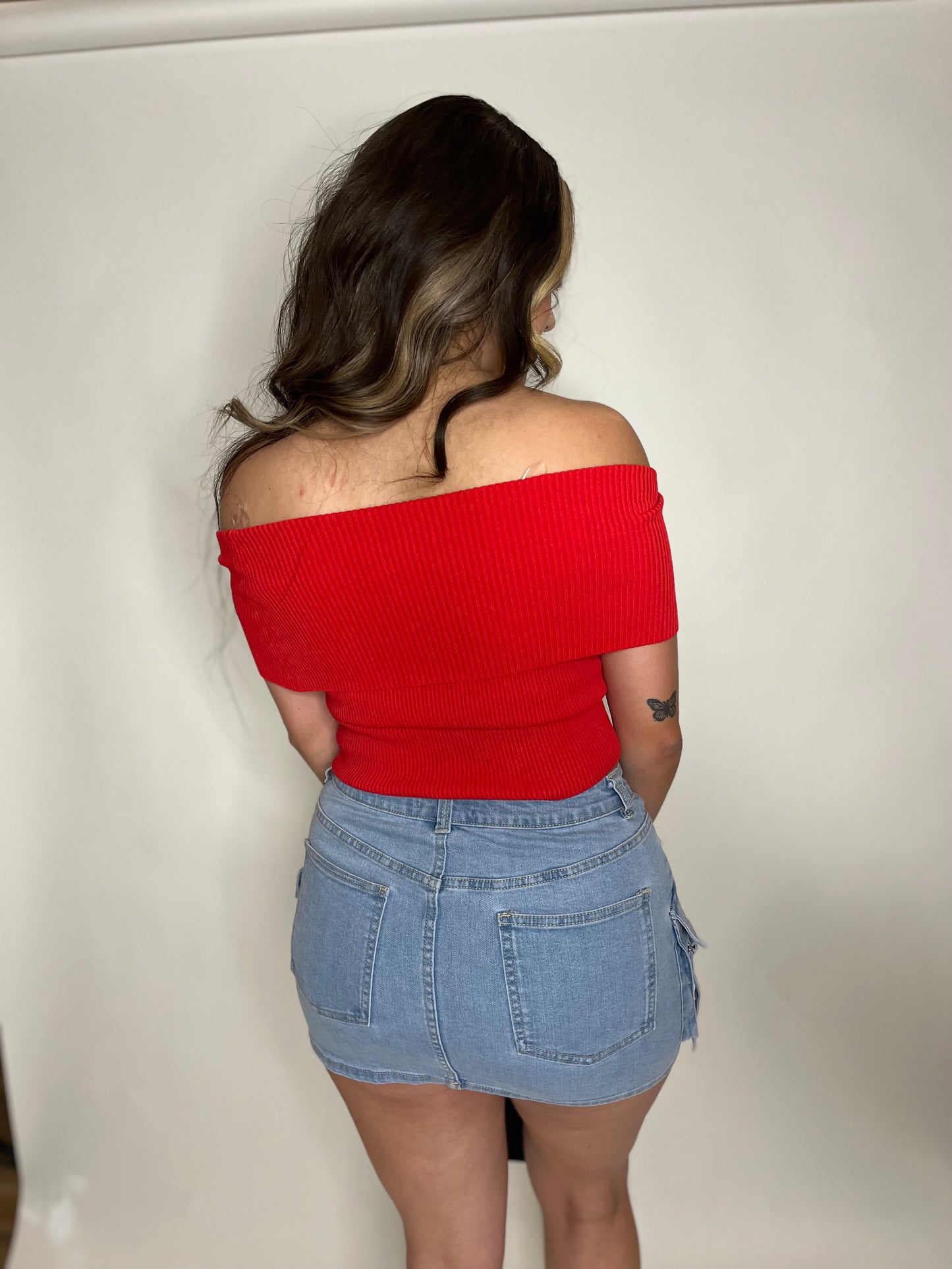 Light Denim Cargo Skirt