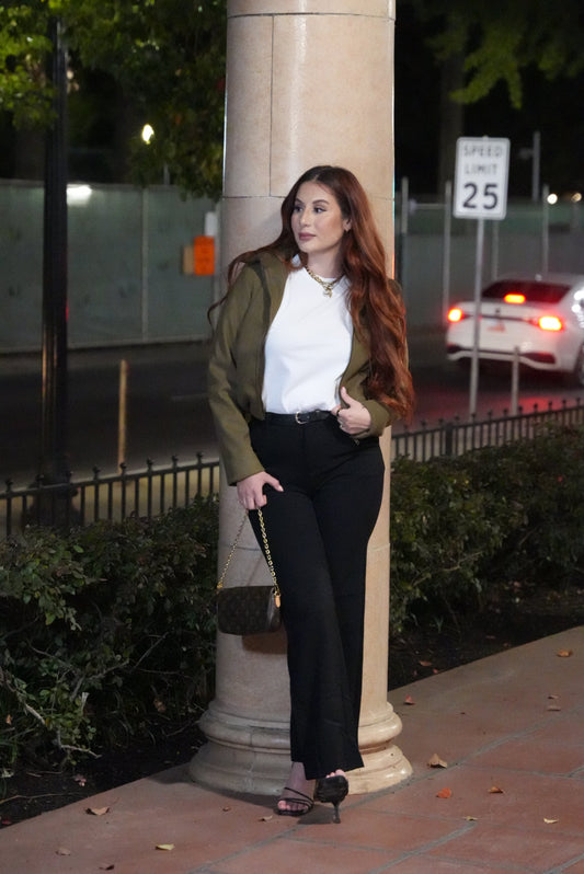 Luxe Olive Bomber Jacket