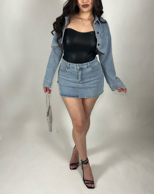 Christina Denim Skirt Set