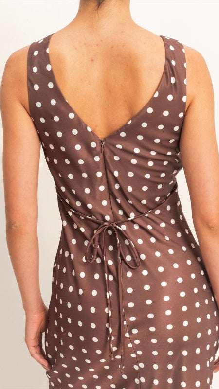 Brown Polka Dot Silk Dress