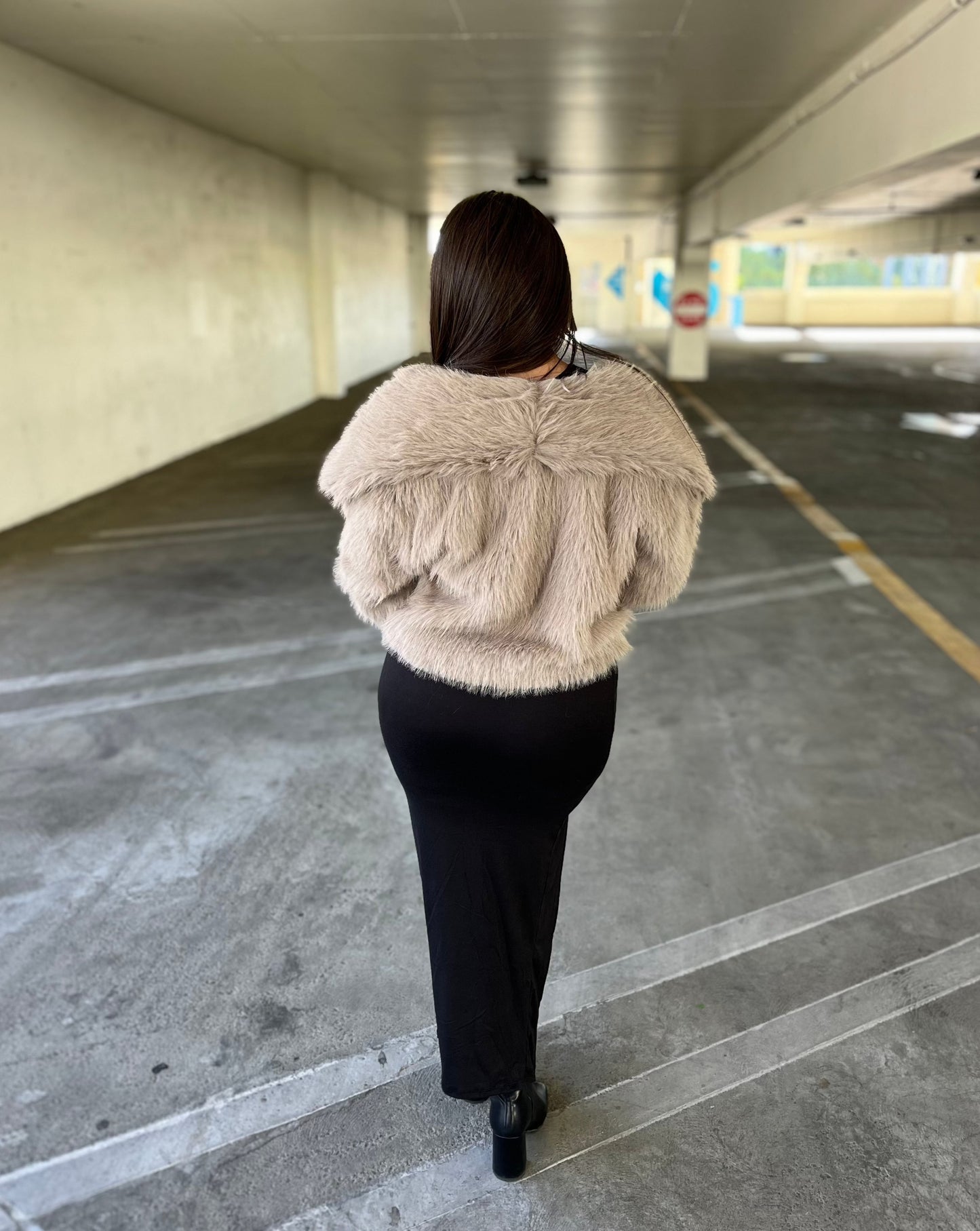 Bag Secured Faux Fur Jacket