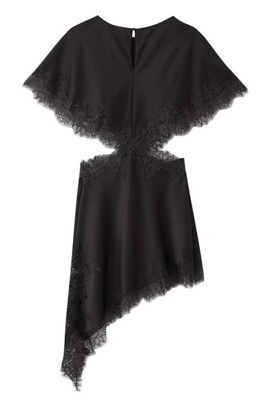 Brown Lace Asymmetrical Dress