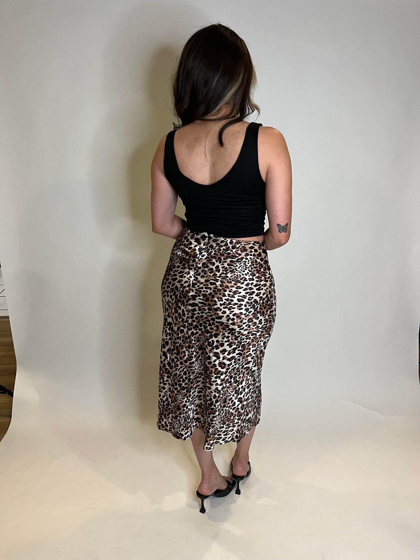 Cheetah Print Satin Skirt