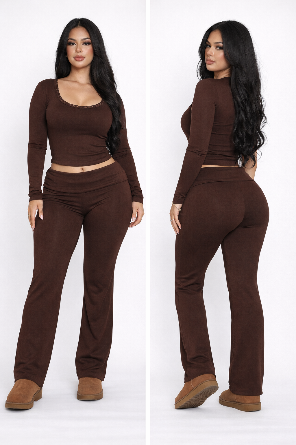 Evelin Double Layered Flare Set (Chocolate)