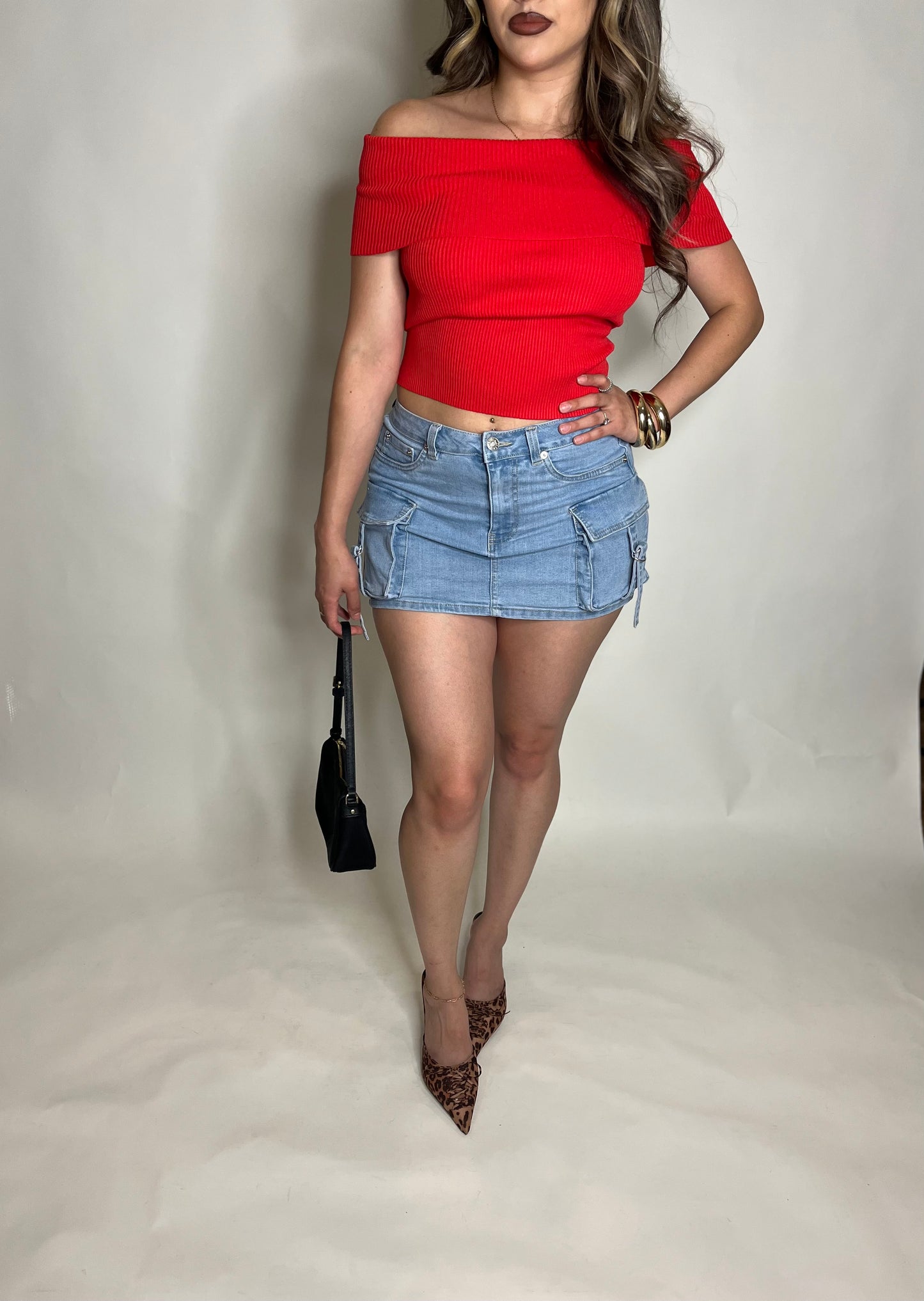 Light Denim Cargo Skirt