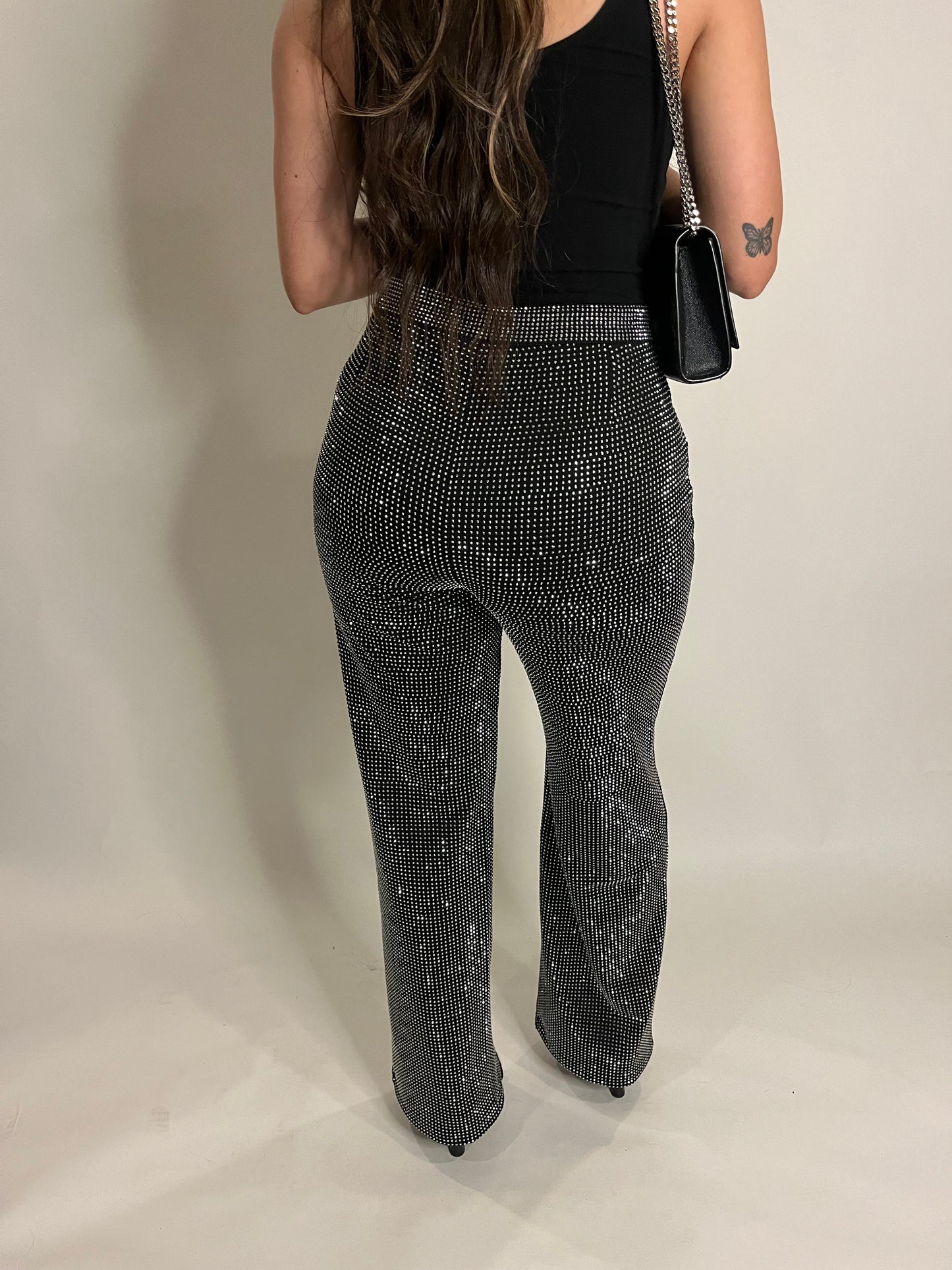 Black Rhinestone Pants