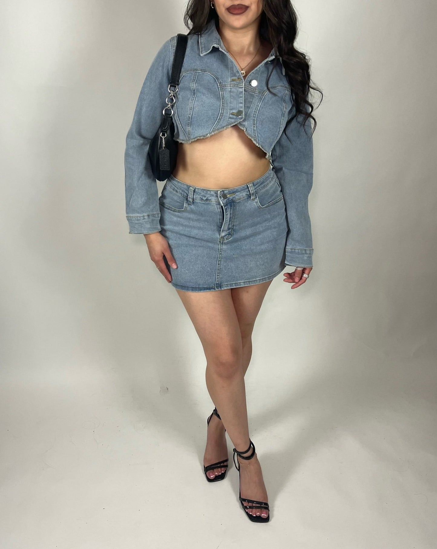 Christina Denim Skirt Set