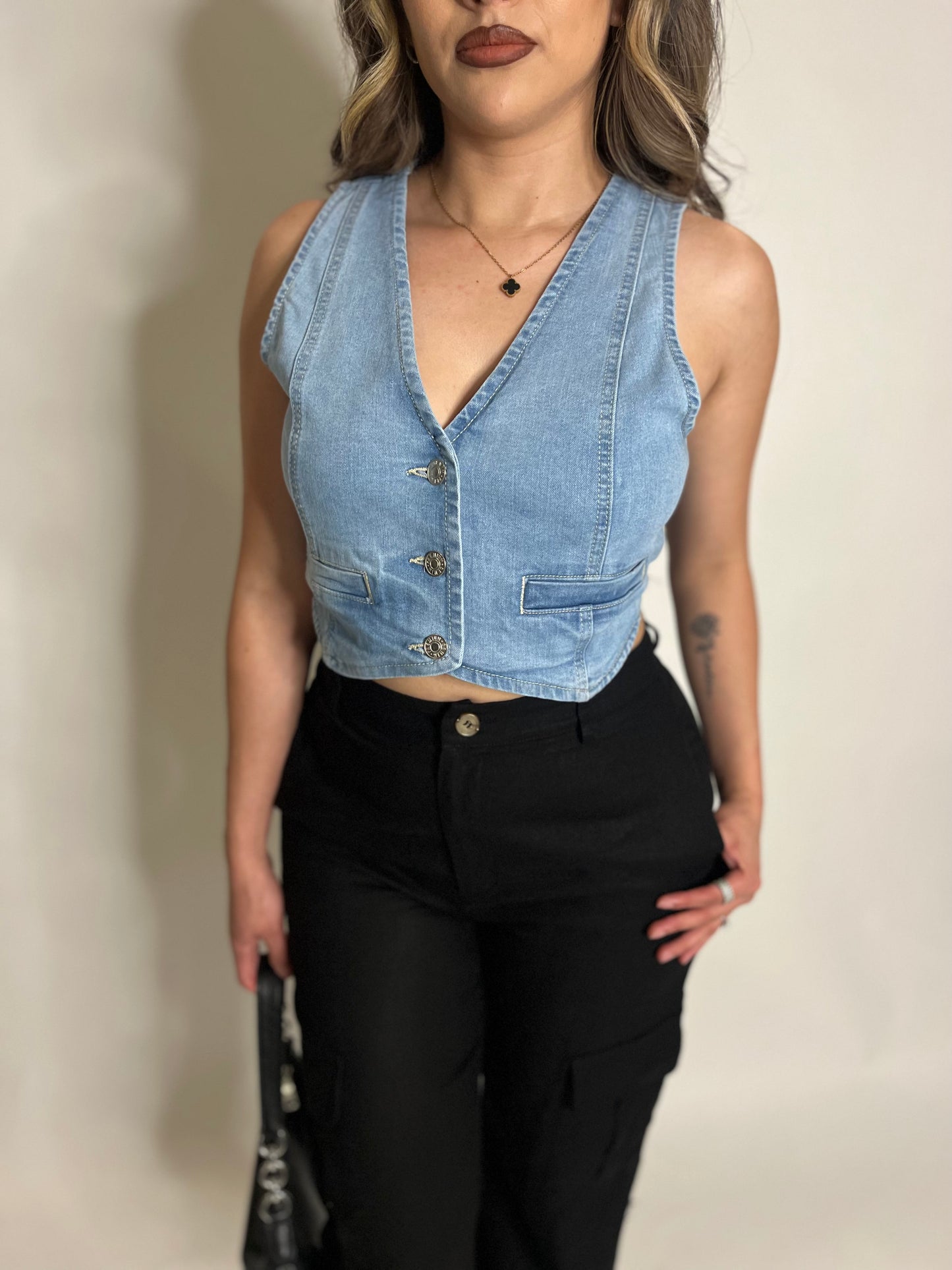 Denim Vest Top