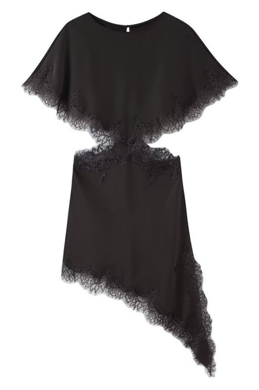 Brown Lace Asymmetrical Dress