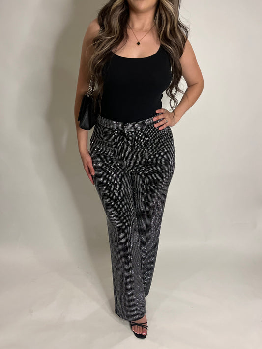 Black Rhinestone Pants