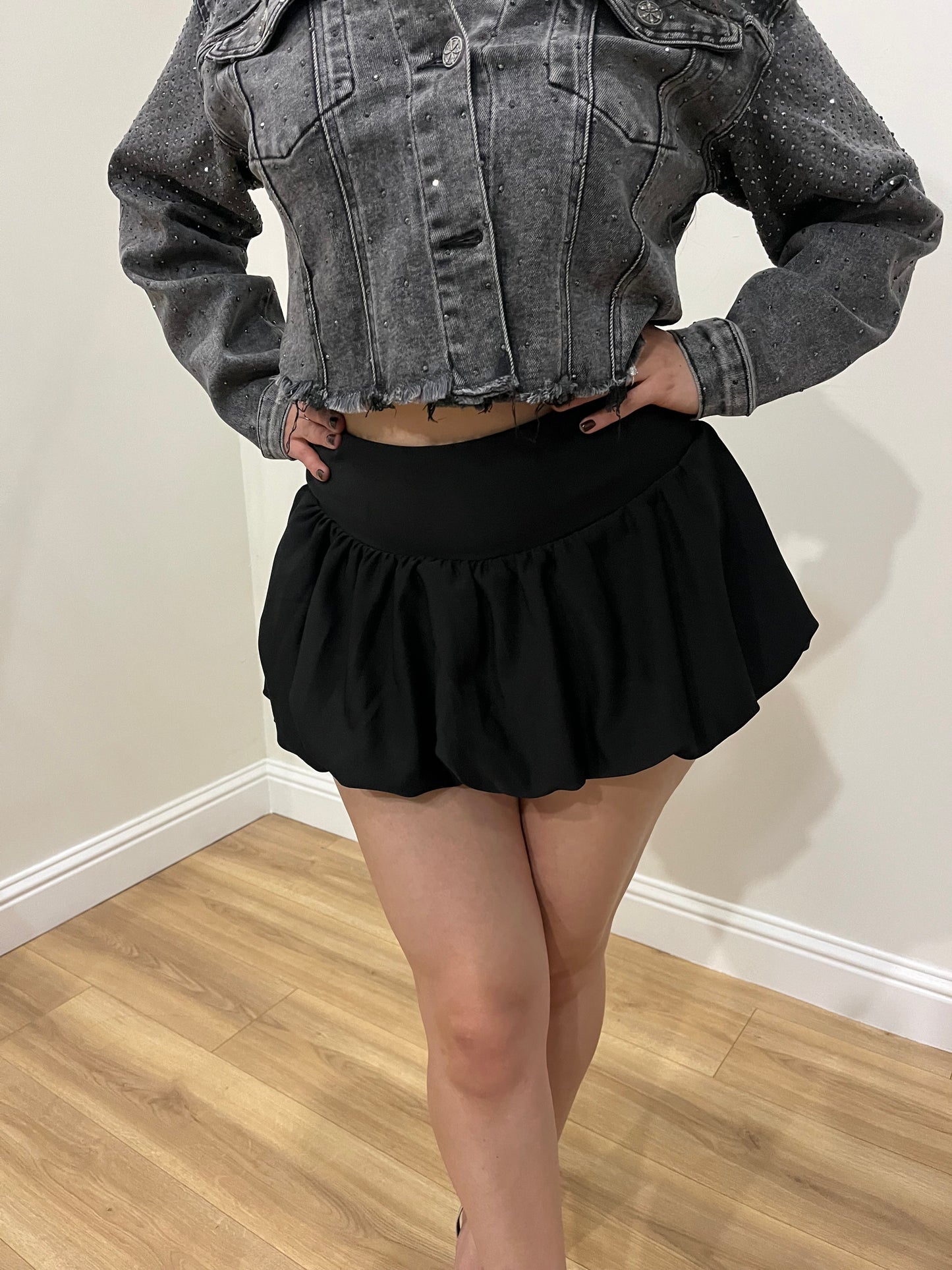 Black Bubble Mini Skirt