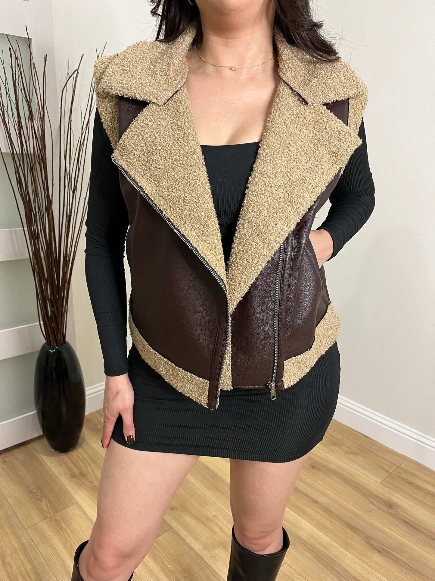 Faux Leather Fur Vest