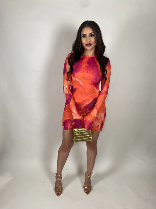Cancun sunset mesh dress