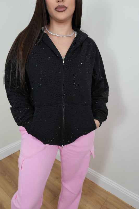 Black Rhinestones Hoodie