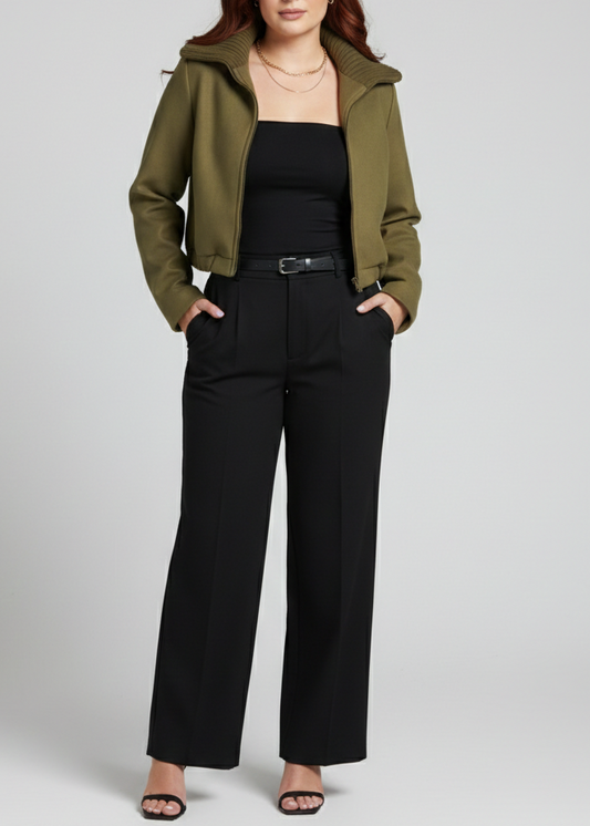 Luxe Olive Bomber Jacket