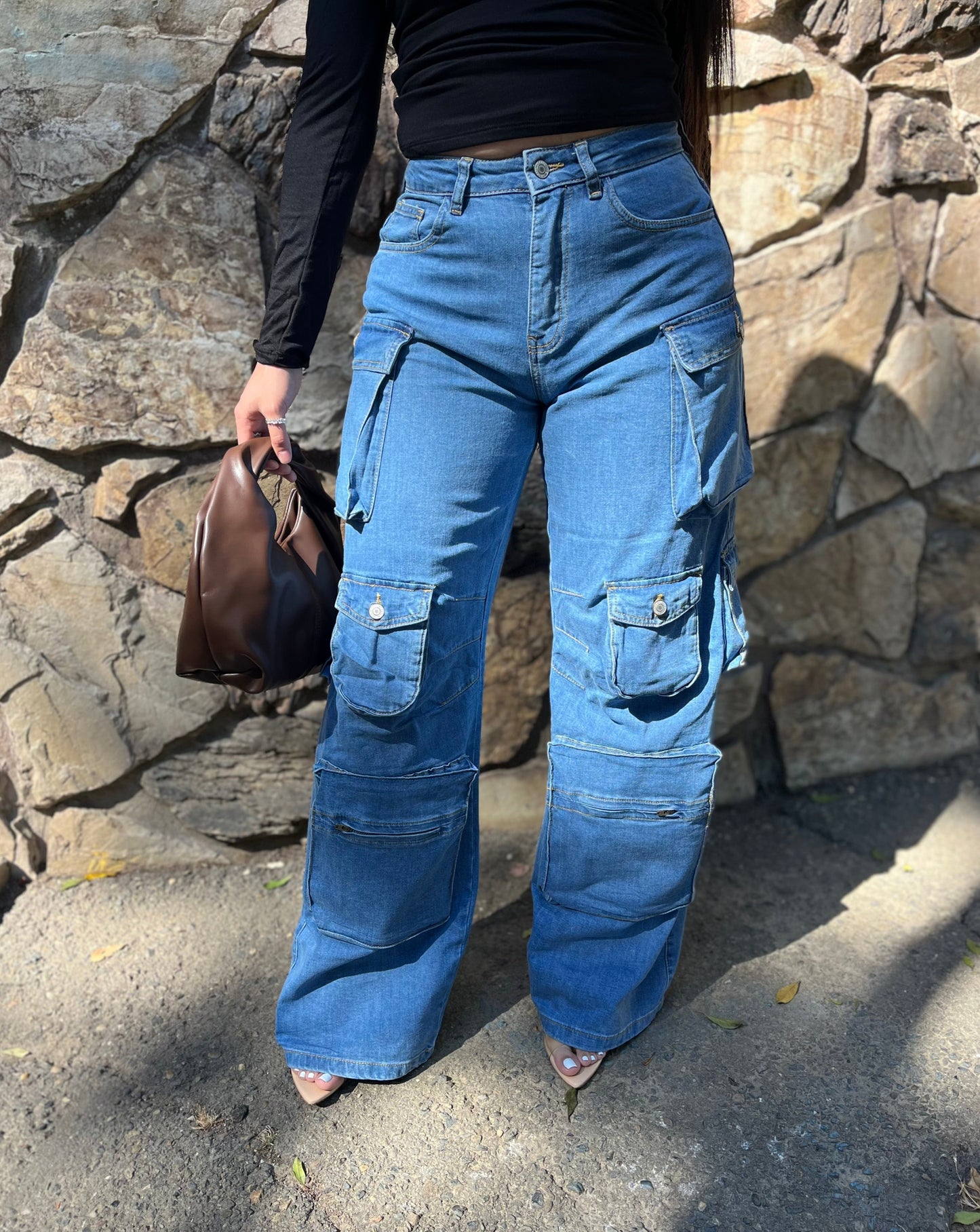 Denim Cargo Pants
