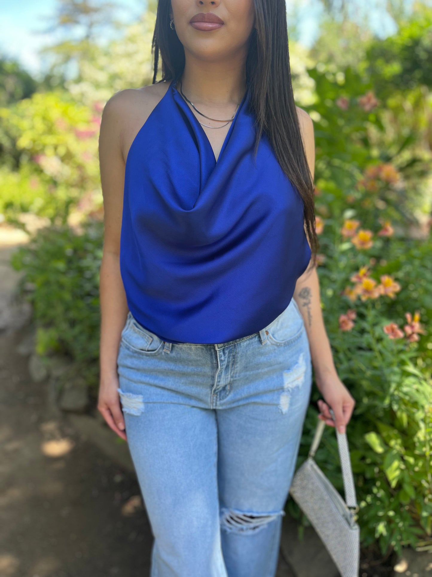 Royal Blue Satin Top